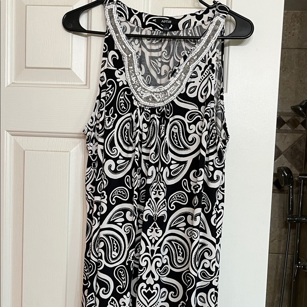 Apt. 9 Black and White Paisley Midi Dress